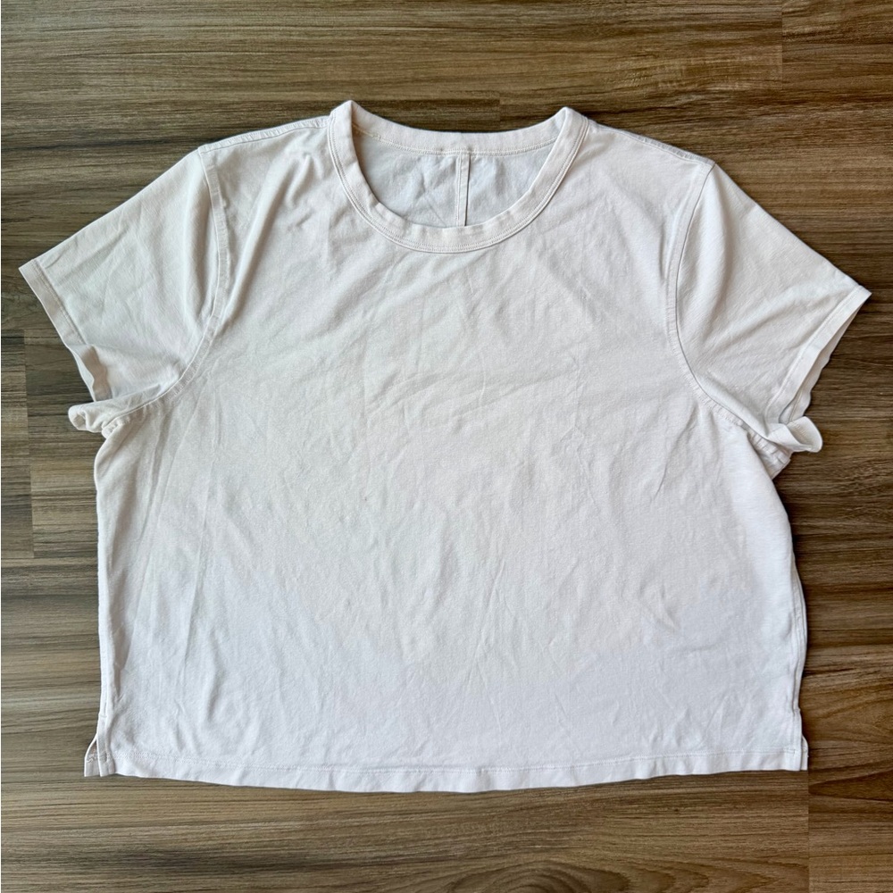 Lululemon Classic-Fit Cotton-Blend T-shirt (size 12, natural ivory)